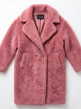 100% Wool Oversized Blush Pink Teddy Coat